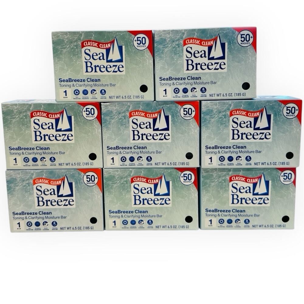 8 SEA BREEZE CLASSIC CLEAN TONING & CLARIFYING MOISTURE BAR SOAP 6.5 oz